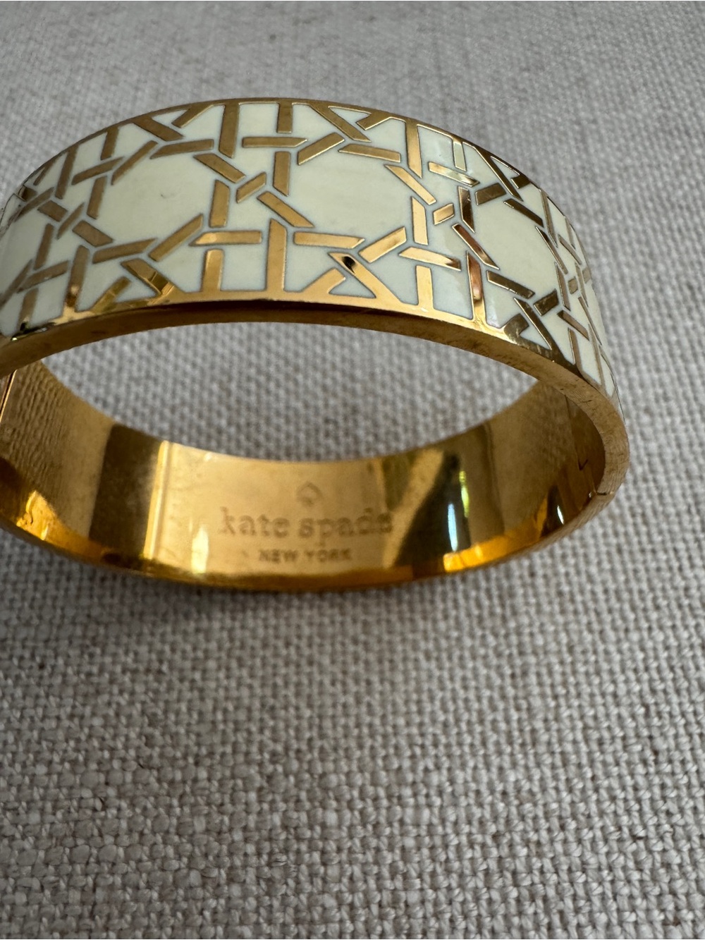 kate spade Gold and Cream Geo-Pattern Bangle Bracelet - Picture 3 of 5